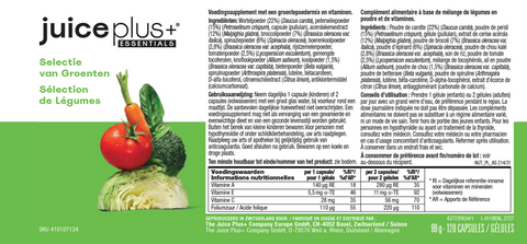 Selectie van fruit-, groente- en bessencapsules